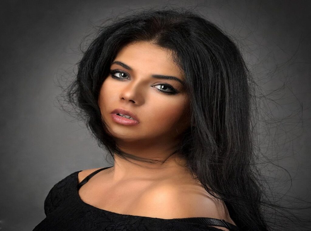 attitude girl hidden face with hair